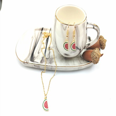 Fruits Alloy Enamel Pendant & Dangle Earrings Sets WGD4C05-03-1