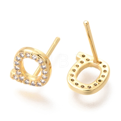 Brass Micro Pave Clear Cubic Zirconia Stud Earrings EJEW-O103-06G-1