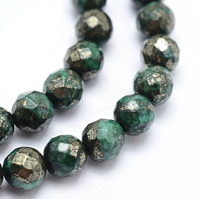Dyed Natural Pyrite Beads Strands G-F582-C04-1