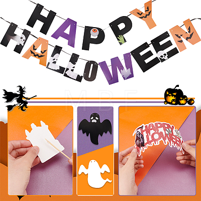 Halloween Decoration Paper Flag Banners DIY-WH0453-12B-1