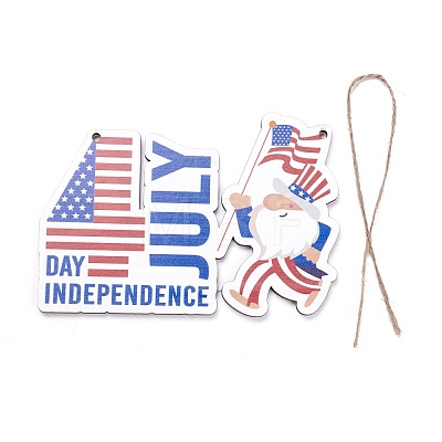 Independence Day Density Board Wooden Wall Ornament Doorplate Pendants HJEW-C004-07-1