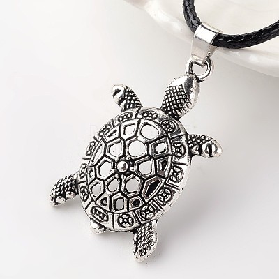 Tortoise Alloy Pendant Necklaces NJEW-E075-16-1