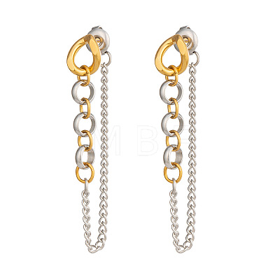 304 Stainless Steel Chain Tassel Stud Earrings for Women LS-IO3537-2-1