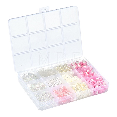 420Pcs 12 Styles Spray Paint ABS Plastic Imitation Pearl Beads MACR-CJ0001-63-1