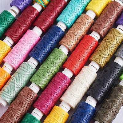 12Rolls 12 Colors Waxed Polyester Cord YC-SZ0001-03A-1