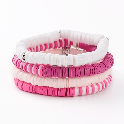 4Pcs 4 Styles Polymer Clay Heishi Beads Stretch Bracelets Sets BJEW-JB05904-1
