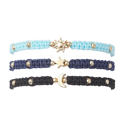 3Pcs Brass Beads Braided Bead Bracelets for Women BJEW-JB13223-1