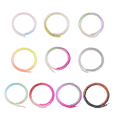  10 Strands 10 Colors Transparent Gradient Color Glass Beads Strands GLAA-TA0001-56-1