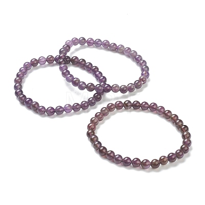 Natural Amethyst Beaded Stretch Bracelets X-BJEW-D446-B-47-1