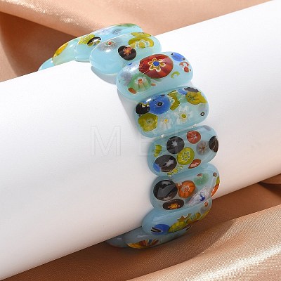 Handmade Millefiori Lampwork Beaded Stretch Bracelets for Men Women BJEW-G738-01C-04-1