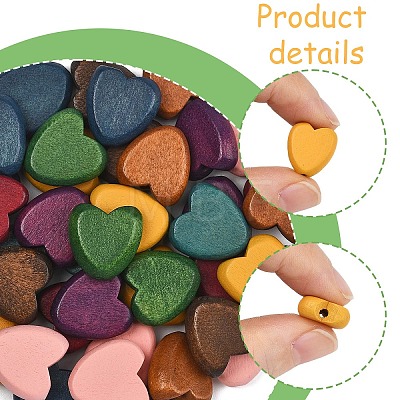 45Pcs 9 Colors Painted Natural Wood Beads WOOD-YW0002-03-1