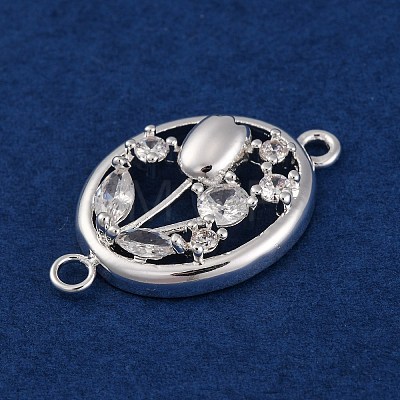 Brass Pave Clear Cubic Zirconia Connector Charms KK-Z066-10S-1