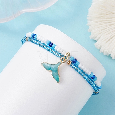 Ocean Alloy Charm Bracelets BJEW-MZ00338-02-1