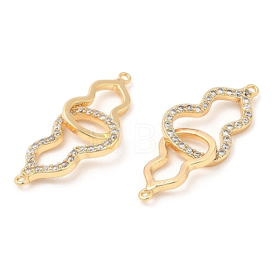 Brass Micro Pave Clear Cubic Zirconia Connector Charms KK-B074-08G-1