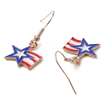 Star Alloy Enamel Pendant Dangle Earrings EJEW-JE06095-1