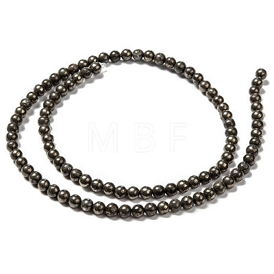 Natural Pyrite Beads Strands X-G-L031-4mm-01-1