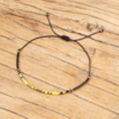 Glass Seed Bead & Brass Beads Braided Bead Bracelets DN7450-5-1