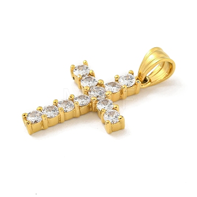 Ion Plating(IP) 304 Stainless Steel Cubic Zirconia Pendants STAS-C102-01A-G-1