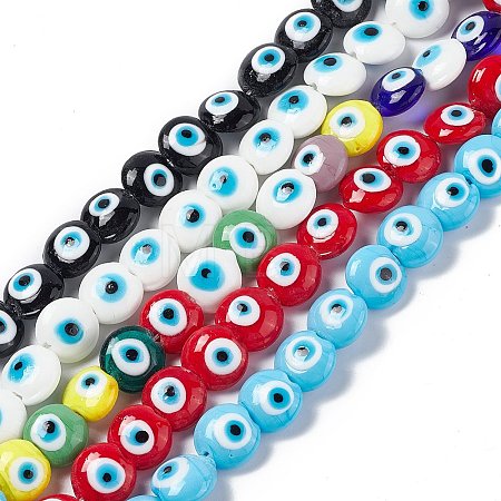 Handmade Evil Eye Lampwork Beads Strands LAMP-G157-01-1