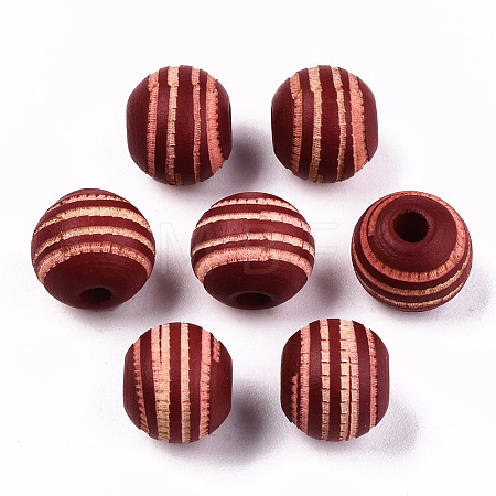 Painted Natural Wood Beads WOOD-T021-54A-08-1