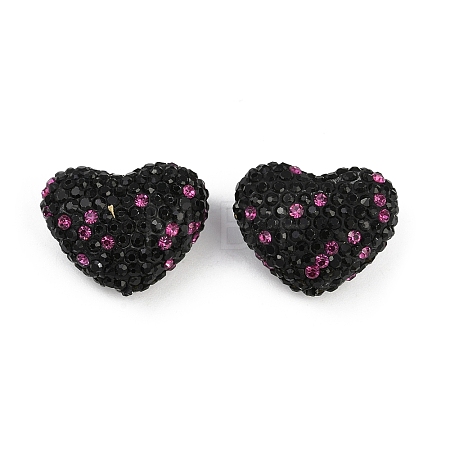 Heart Shaped Polymer Clay Rhinestone Beads CLAY-NH0002-01C-1