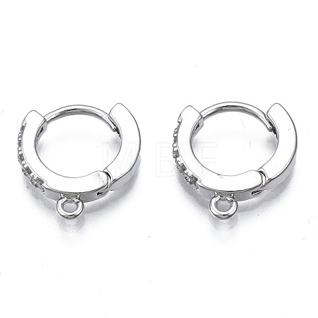 Brass Micro Pave Cubic Zirconia Huggie Hoop Earring Findings X-KK-T063-012P-NF-1