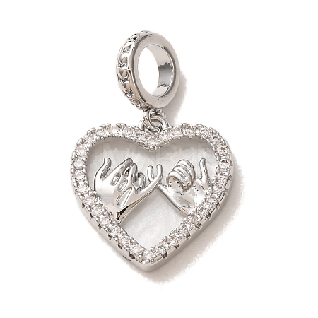 Brass Micro Pave Clear Cubic Zirconia European Dangle Charm CU-CBA9AB3-34P-1