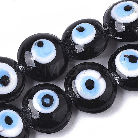 Handmade Evil Eye Lampwork Beads Strands X-LAMP-R143-04A-1