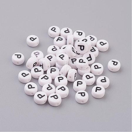 Acrylic Horizontal Hole Letter Beads X-PL37C9070-P-1