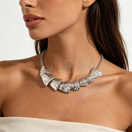 Summer Alloy Flexible Fish Bib Necklaces for Women WG0DD39-02-1