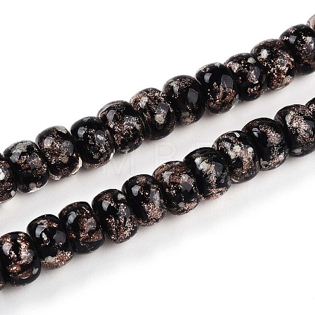 Luminous Handmade Gold Foil Glass Beads Strands FOIL-N029-02A-01-1