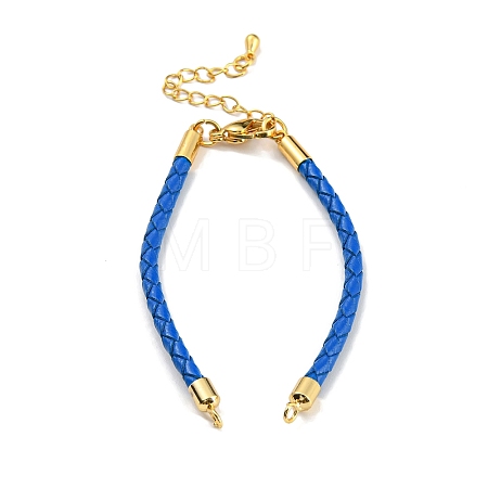 Leather Braided Cord Link Bracelets MAK-K022-01G-14-1