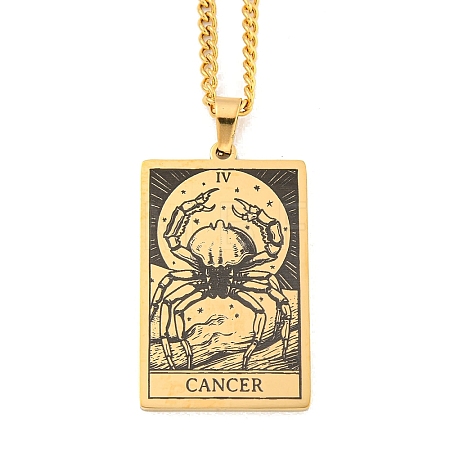 304 Stainless Steel Tarot Pendant Necklaces NJEW-A026-01G-04-1