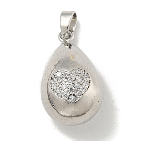 Rack Plating Brass Micro Pave Clear Cubic Zirconia Pendants KK-E114-02P-04-1