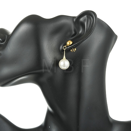 Shell Pearl Beads Dangle Stud Earrings EJEW-JE07033-1