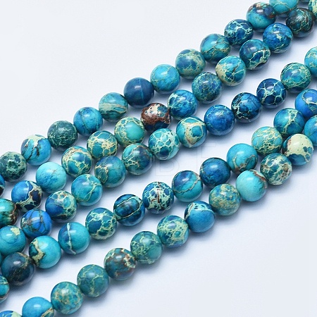 Natural Imperial Jasper Beads Strands G-A175B-8mm-03-1