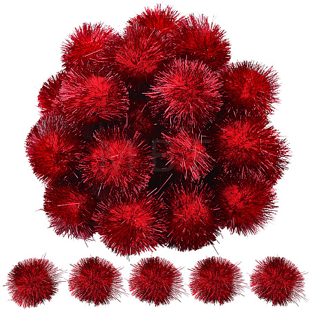 32Pcs Faux Fur Soft Sequins Pompom Ball DIY-SC0033-96C-1