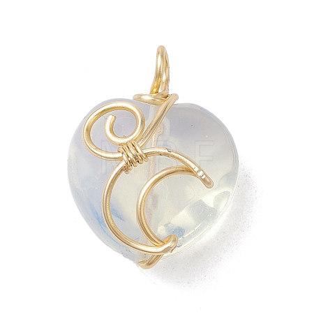 Opalite Copper Wire Wrapped Pendants PALLOY-JF02599-01-1