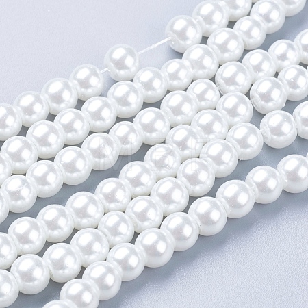 White Glass Pearl Round Loose Beads For Jewelry Necklace Craft Making X-HY-6D-B01-1