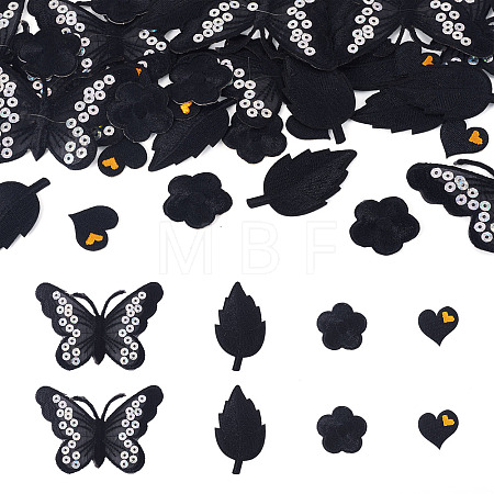 40Pcs 4 Styles Polyester Embroider Thread Iron on/Sew On Patches PATC-TA0001-45B-1