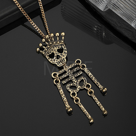 Vintage Alloy Halloween Skeleton Pendant Necklaces WG70F82-01-1
