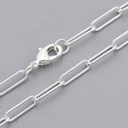 Brass Round Oval Paperclip Chain Necklace Making MAK-S072-04B-S-1