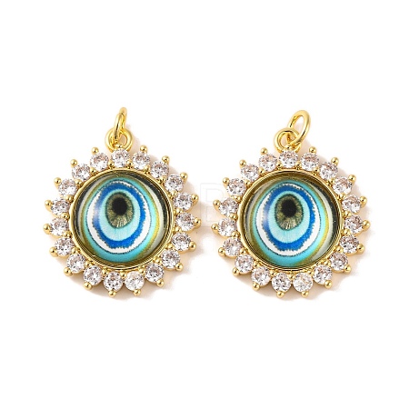 Rack Plating Brass Micro Pave Cubic Zirconia Pendants KK-H486-21G-05-1