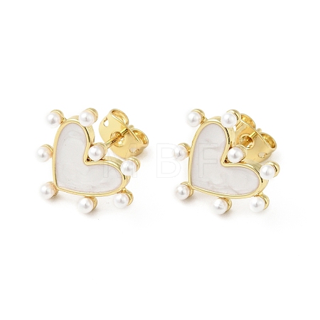 Rack Plating Brass Enamel Stud Earrings for Women EJEW-G311-02G-1
