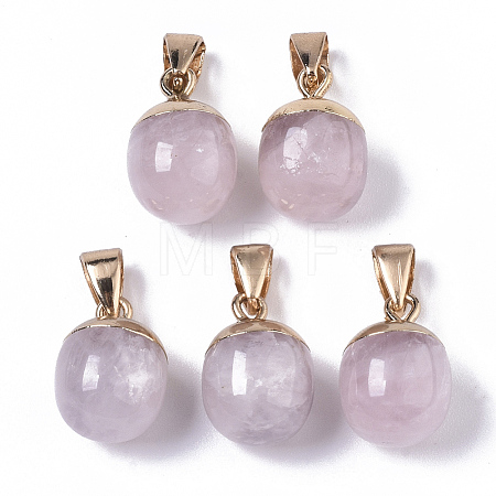 Top Golden Plated Natural Rose Quartz Pendants X-G-T131-03N-1
