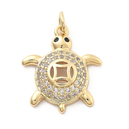 Rack Plating Brass with Cubic Zirconia Pendants KK-Q017-01C-G-1