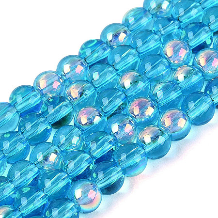 Electroplate Transparent Glass Beads Strands EGLA-Q132-4MM-A04-1