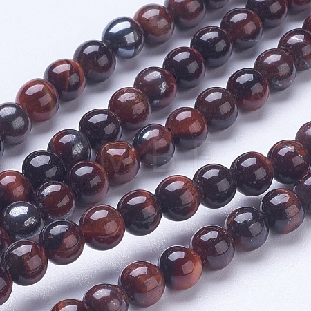 Dyed & Heated Natural Red Tiger Eye Beads Strands G-D855-04-6mm-1