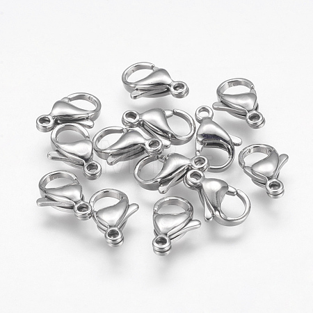 Tarnish Resistant 304 Stainless Steel Lobster Claw Clasps STAS-F125-13x8mm-P-1