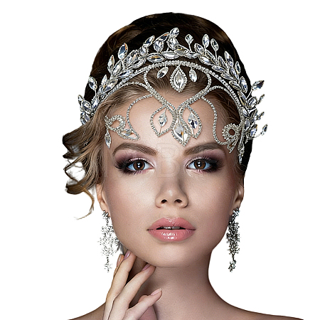 Stainless Steel Rhinestone Hair Bands for Women OHAR-WH0039-18-1